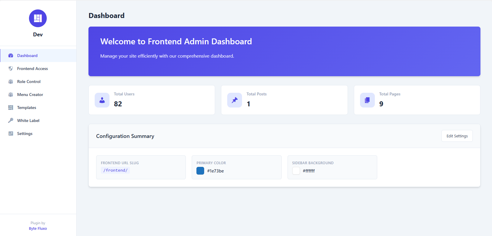 Frontend Admin Dashboard For WordPress – Byte Fluxo